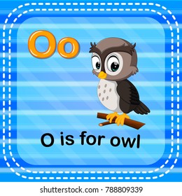 vector illustration of Flashcard letter O is for owl