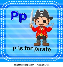 vector illustration of Flashcard letter P is for pirate