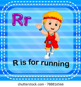 vector illustration of Flashcard letter R is for running