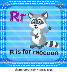 vector illustration of Flashcard letter R is for raccoon