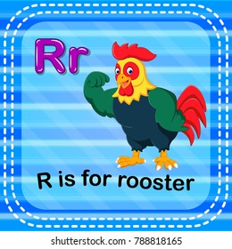 vector illustration of Flashcard letter R is for rooster