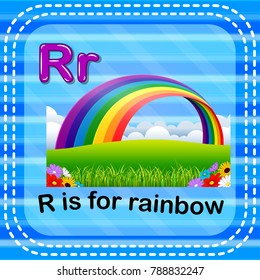 vector illustration of Flashcard letter R is for rainbow