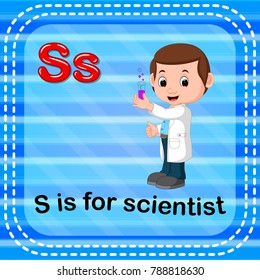 vector illustration of Flashcard letter S is for scientist