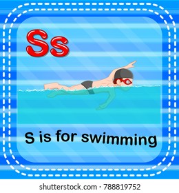 vector illustration of Flashcard letter S is for swimming