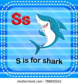 vector illustration of Flashcard letter S is for shark