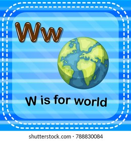vector illustration of Flashcard letter W is for world
