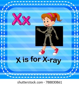 vector illustration of Flashcard letter X is for x-ray