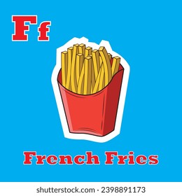 Vector Illustration of Flashcards French fries alphabet for learning 