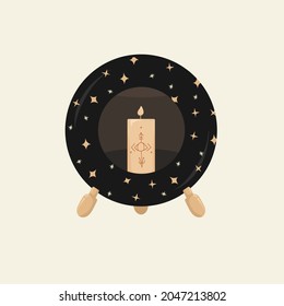 Vector illustration with flashlight, candle and mystic symbol for print, holyday cards