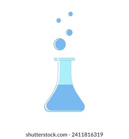 Ilustración vectorial de un matraz con líquido azul