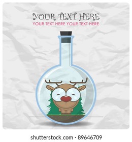 vector illustration of flask with cartoon deer. EPS10