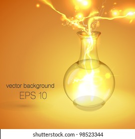 Vector illustration with flask of fire. Fully editable