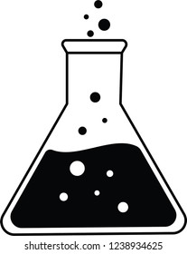 Vector illustration of a flask icon is black and white on a white background, simple icon