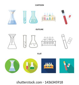 Vector illustration of flask and laboratory logo. Collection of flask and equipment stock vector illustration.