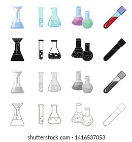Vector illustration of flask and laboratory symbol. Set of flask and equipment stock vector illustration.