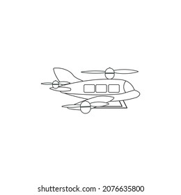 Vektorgrafik eines Flachflugzeugsymbol. Privatflugzeug. Flugdrohnen.