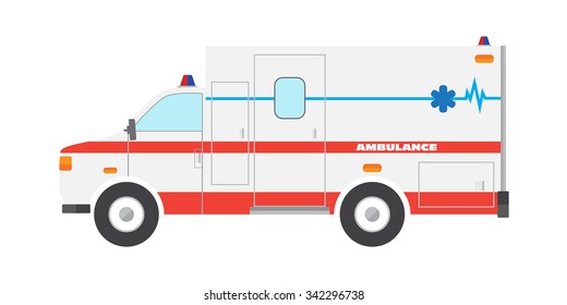 Vector illustration flat ambulance car emergency auto