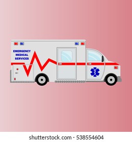 Vector illustration flat ambulance car emergency auto helathcare