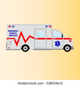 Vector illustration flat ambulance car emergency auto helathcare