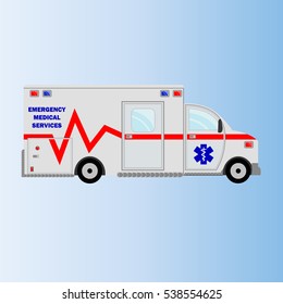 Vector illustration flat ambulance car emergency auto helathcare