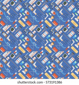 Vector illustration of flat ambulance seamless pattern