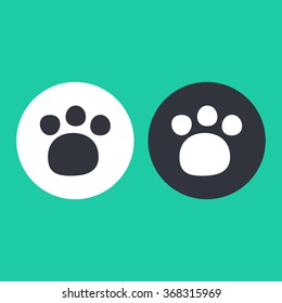 Vector illustration flat animal footprint icon. Could be used as menu button, user interface element template, badge, sign, symbol, company logo
