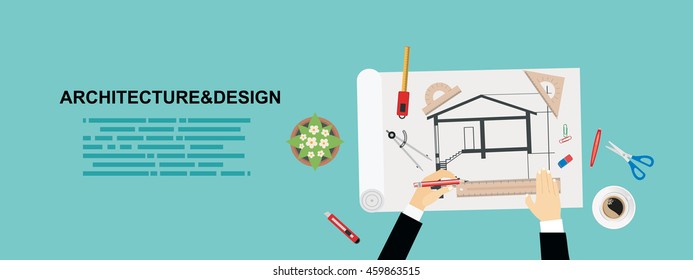 Vector Illustration Flat Architectural Project Building Stock Vector ...