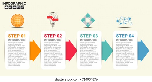 Vector illustration of a flat arrow infographics timeline of five options.