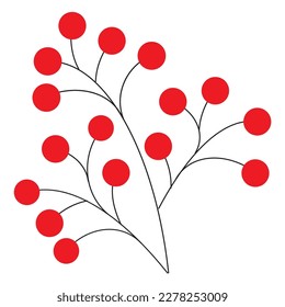 Vector illustration flat. Autumn red wild grape.