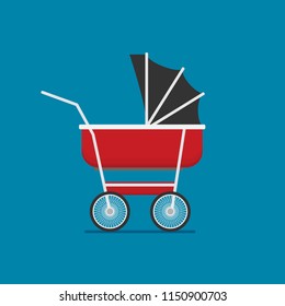 Vector illustration of flat baby carriage