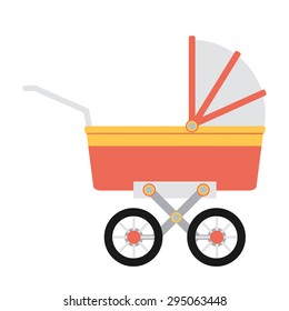 Vector illustration of flat baby carriage