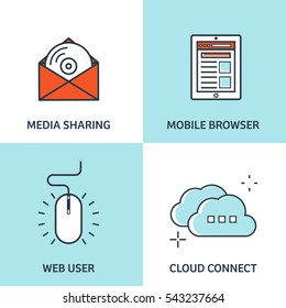 Vector illustration. Flat background. Coding, programming. SEO. Search engine optimization. App development, creation. Software, program code. Web design.