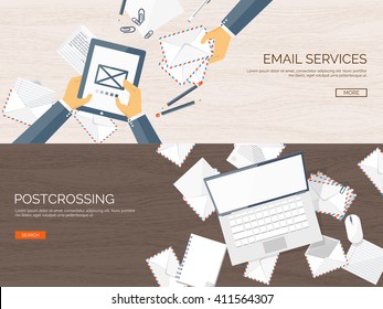 Vector illustration. Flat background with envelope. Emailing concept background. Spam, sms writing.Lettering. New message.