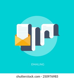 Vector illustration. Flat background with hand and letter. Emailing concept background. Spam and sms writing.Lettering.