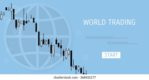 Vector illustration. Flat background. Market trade. Trading platform and account. Moneymaking,business. Market analysis. Investing.