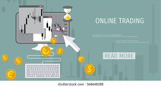 Vector illustration - flat background - market trade - trading platform and account - moneymaking - business - market analysis and investing