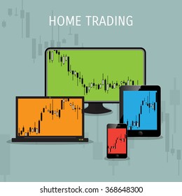Vector illustration - flat background - market trade - trading platform and account - moneymaking - business - market analysis and investing