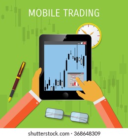 Vector illustration - flat background - market trade - trading platform and account - moneymaking - business - market analysis and investing