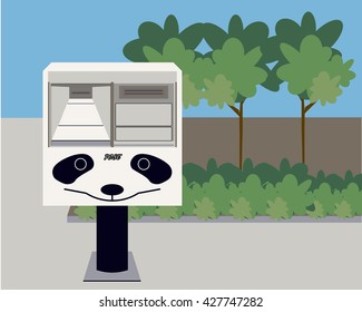Vector illustration. Flat background. Postbox.  Postal services. 