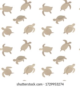 Vector illustration. Flat background. Seamless pattern. Abstract turtle image.Hawaiian turtle.