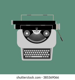 Vector illustration. Flat background with typewriter.