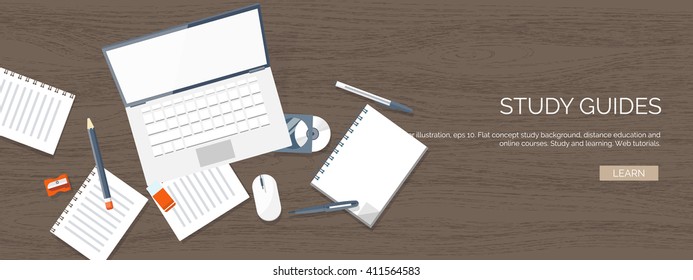 Vector illustration. Flat backgrounds set. Distance education,learning. Online courses, web school. Knowledge,information. Study process. E-learning.