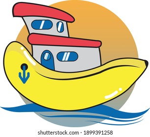 Vector Illustration Flat Banana Boat