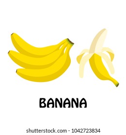 Vector Illustration Flat Banana isolated on white background , minimal style , Raw materials fresh fruit