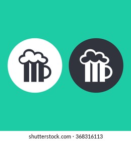 Vector illustration flat beer mug icon. Could be used as menu button, user interface element template, badge, sign, symbol, company logo