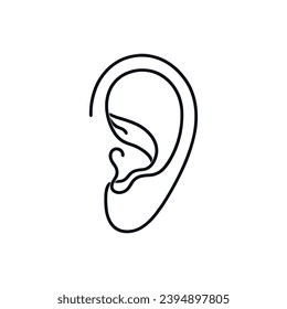 vector illustration in flat black and white style ear drawn with a continuous line