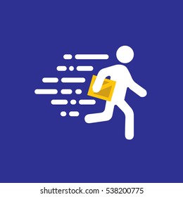 vector illustration of flat blue logo express delivery on blue background