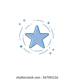Vector illustration of flat bold line star icon. Graphic design concept of favorite sign. Use in Web Project and Applications. Blue outline isolated object.