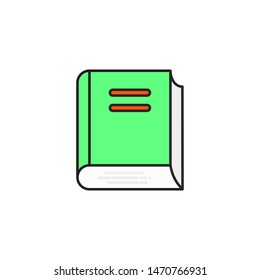 Vector illustration of a flat book icon with a white background.
book icon