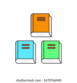 Vector illustration of a flat book icon with a white background.
book icon